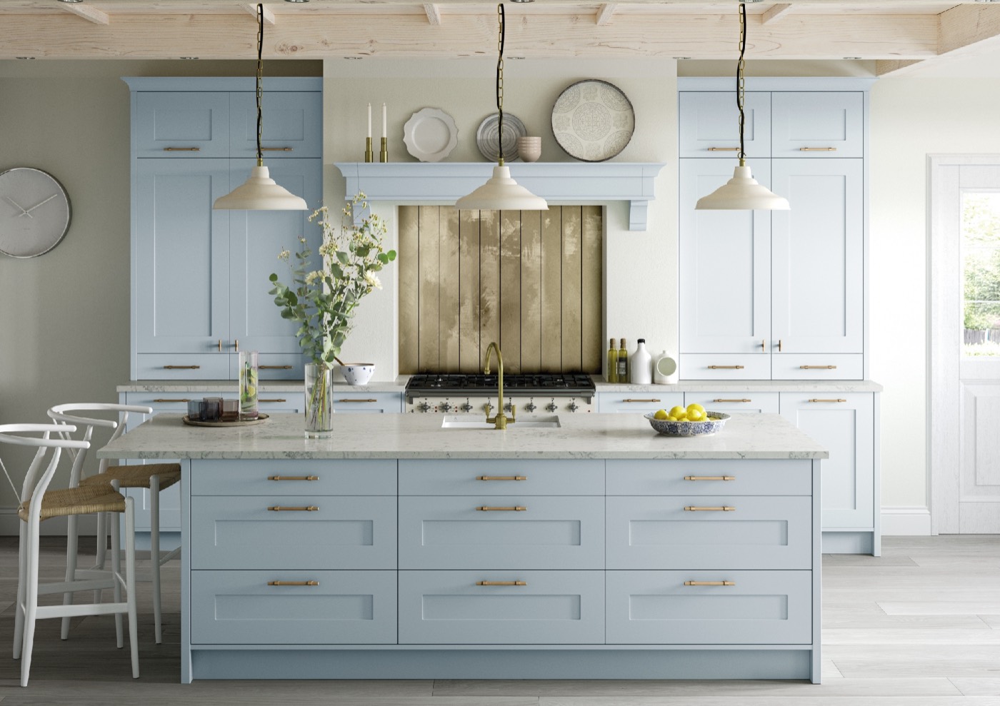 Georgia shaker kitchen in Pantry Blue