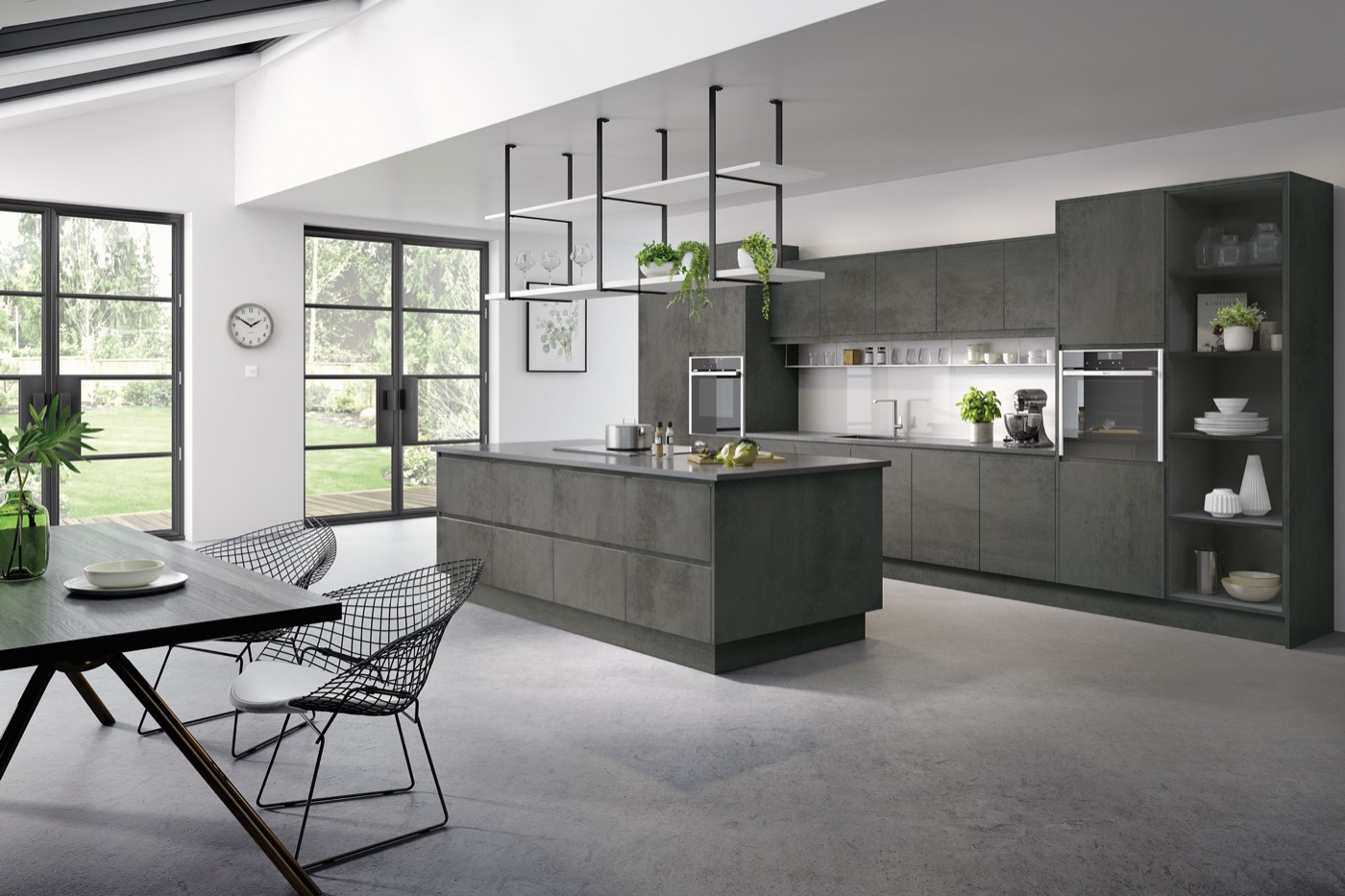 Kassel modern kitchen in Dark Concrete