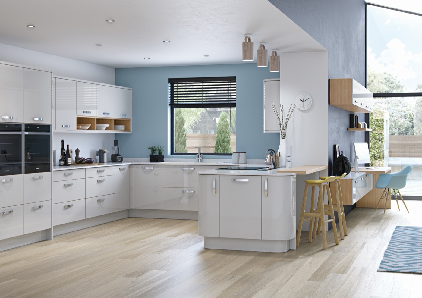 Zola Gloss modern kitchen in Light Grey