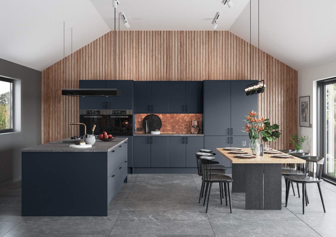 Zola Matte modern kitchen in Slate Blue
